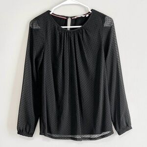 Boden Polka Dot Overlay Long Sleeve Blouse